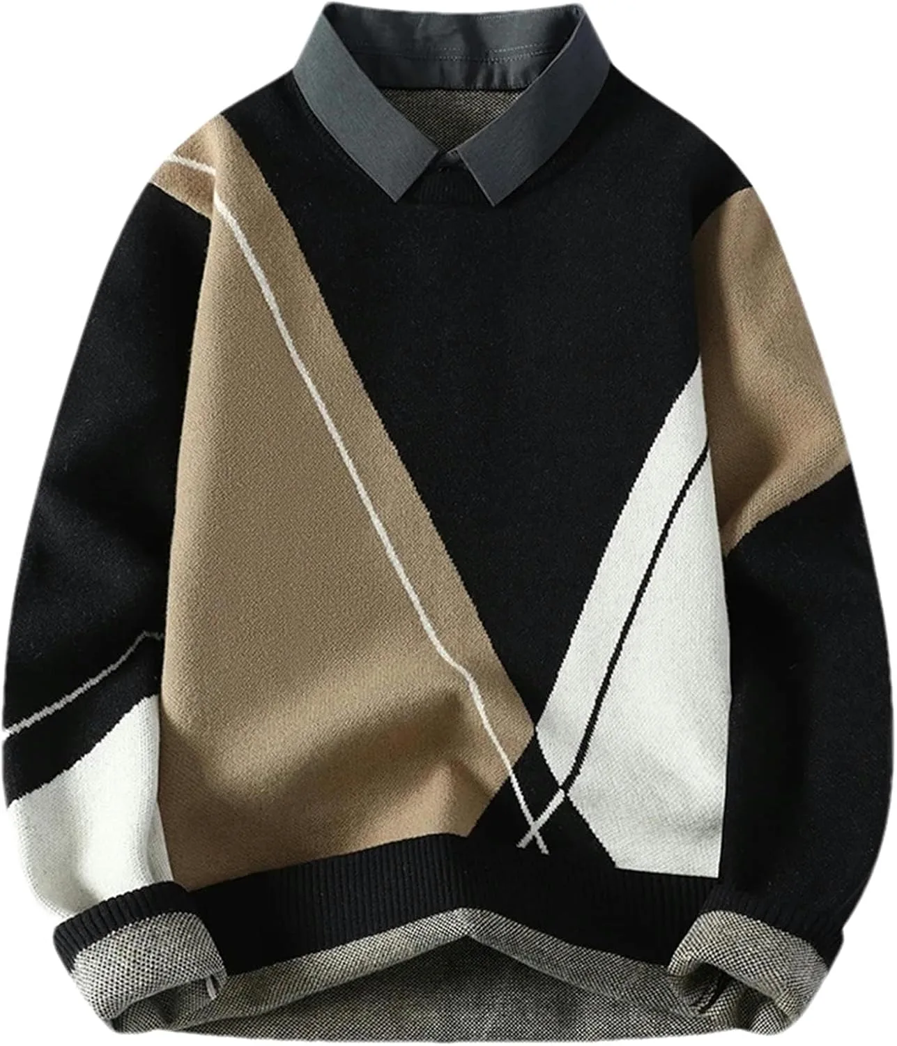 

Мужской свитер Patchwork Non-Iron, классический стиль GaoLeAve