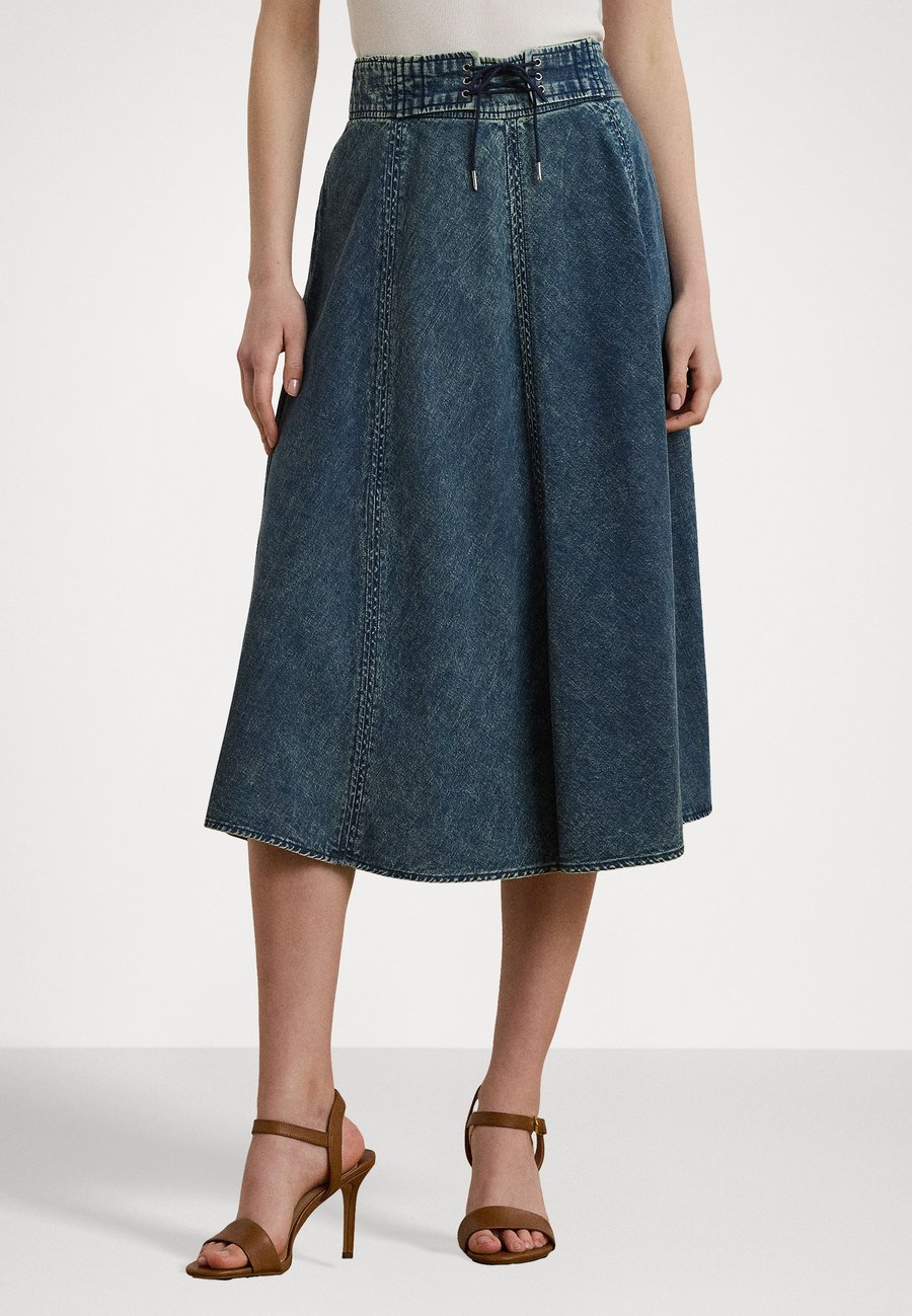 

Юбка Lauren Ralph Lauren Petite DENIM DRAWCORD MIDI SKIRT, Haze Wash/Blue Denim