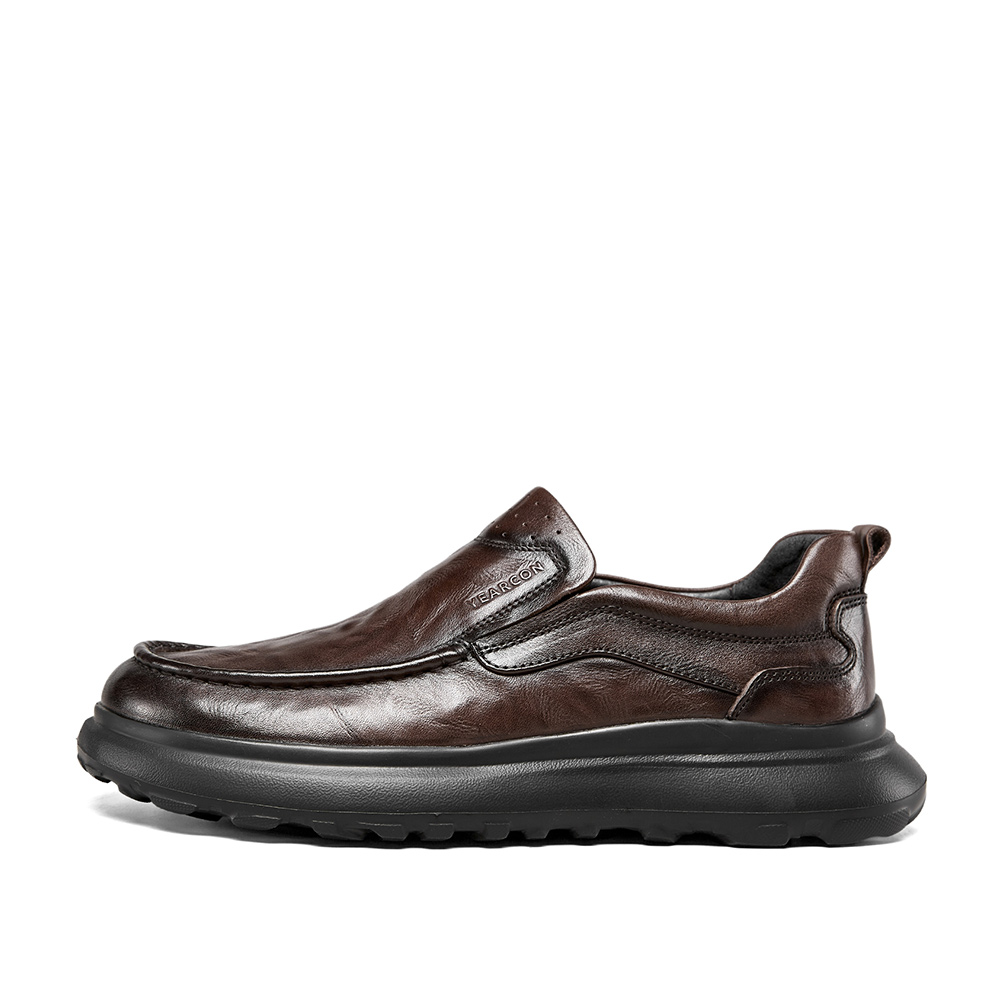 

YEARCON Повседневные кожаные туфли мужские низкие коричневые