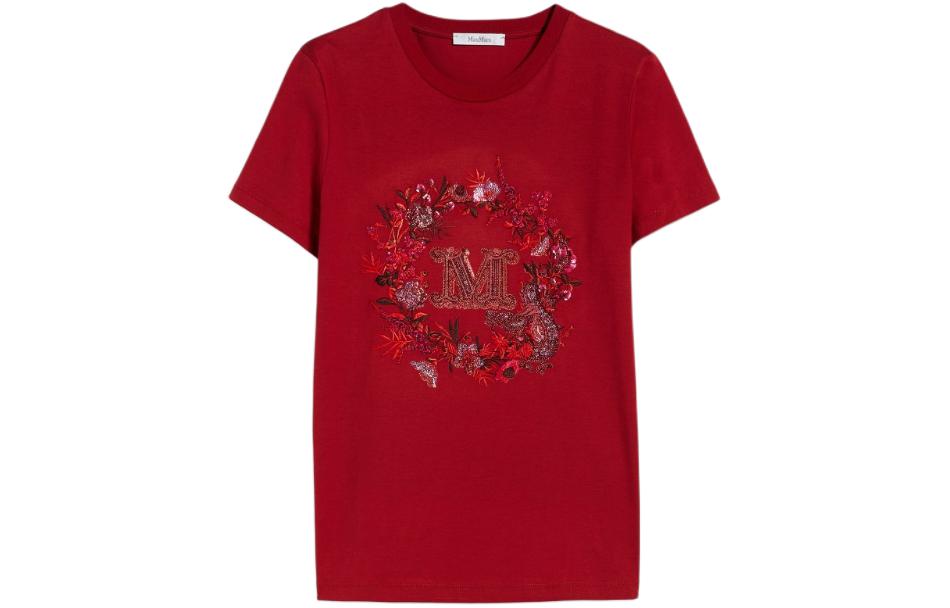 

Футболка из хлопка Max Mara с пайетками MaxMara, красный