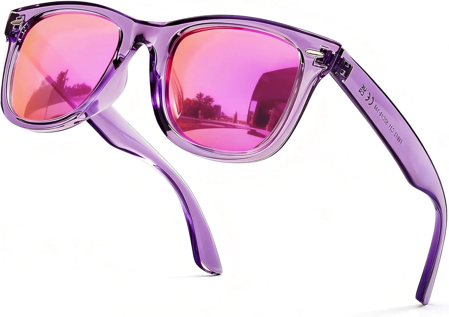 

Поляризованные солнцезащитные очки SIPHEW для женщин и мужчин - квадратные спортивные солнцезащитные очки с зеркальными линзами и защитой от УФ-излучения, средний размер, A02-purple Pink Mirror Lens