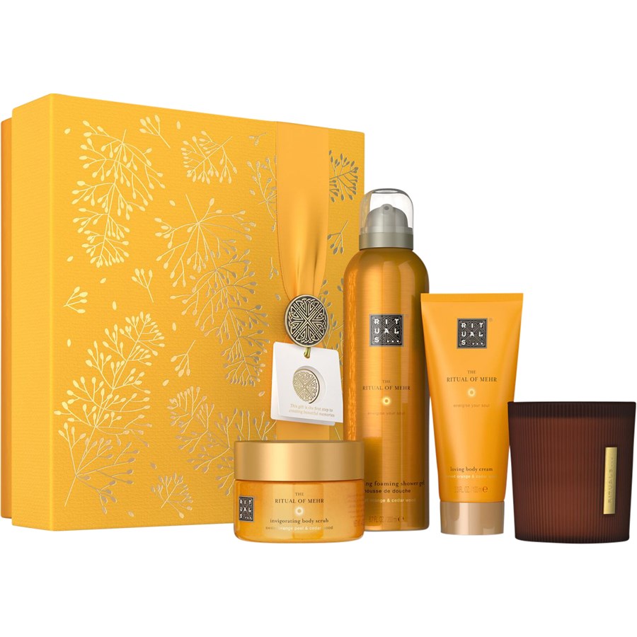 

Гель для душа RITUALS Foaming Shower Gel, Körpercreme 100 ml + Duftkerze 140 g + Körperpeeling 125 g + Duschschaum 200 ml / 1 Stk.