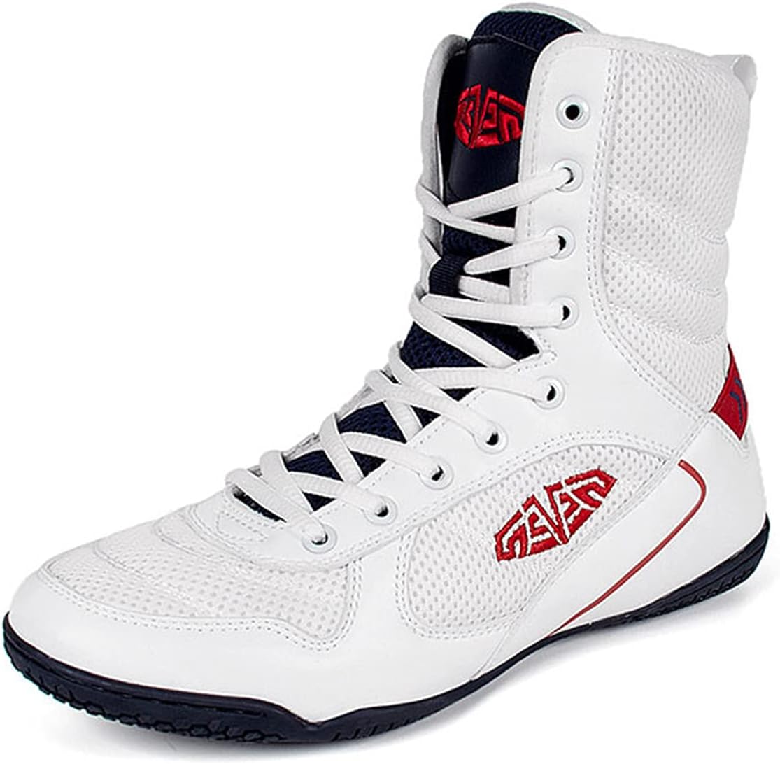 

Мужские борцовки WJFGGXHK, боксерские кроссовки, дышащие, противоскользящие, высокие спортивные кроссовки для тяжелой атлетики, белый