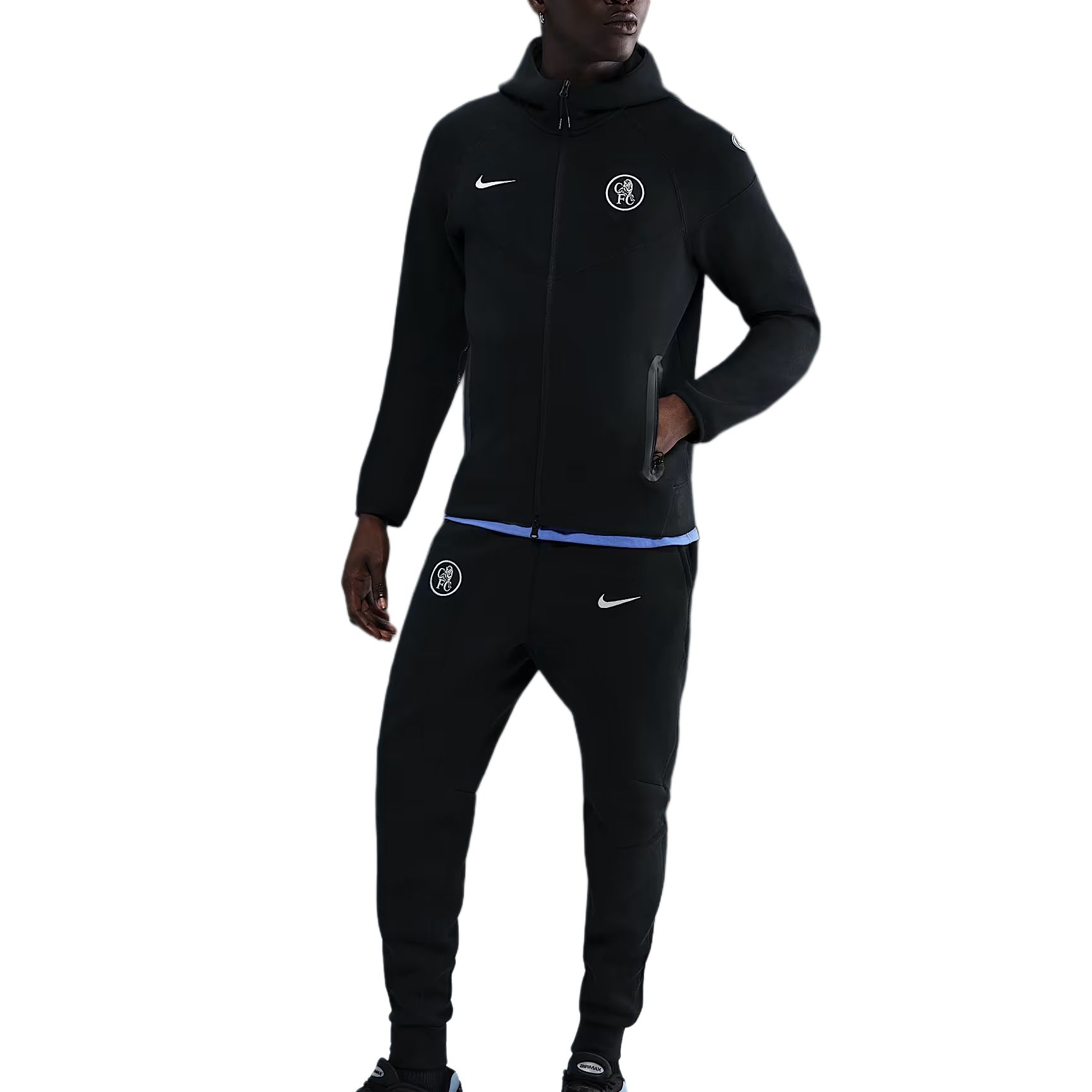 Мужская флисовая куртка Chelsea Fc Tech Windrunner Total 90 с полной застежкой-молнией Nike, черный/серебристый