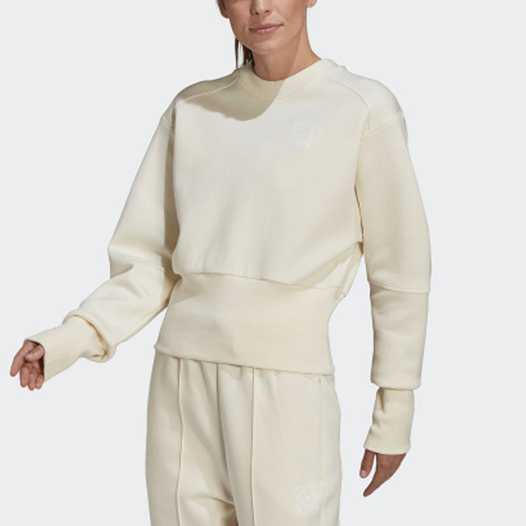 Худи (WMNS) adidas x Karlie Kloss Crossover Solid Color Splicing Sports Pullover Hoodless Hoodie Creamy White — фото 2