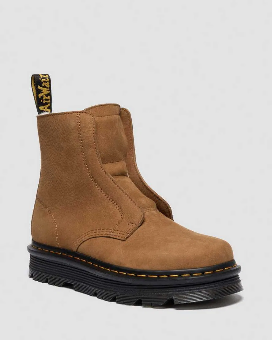 Теплые сапоги-слипоны из нубука без шнурков ZEBZAG Dr Martens, коричневый