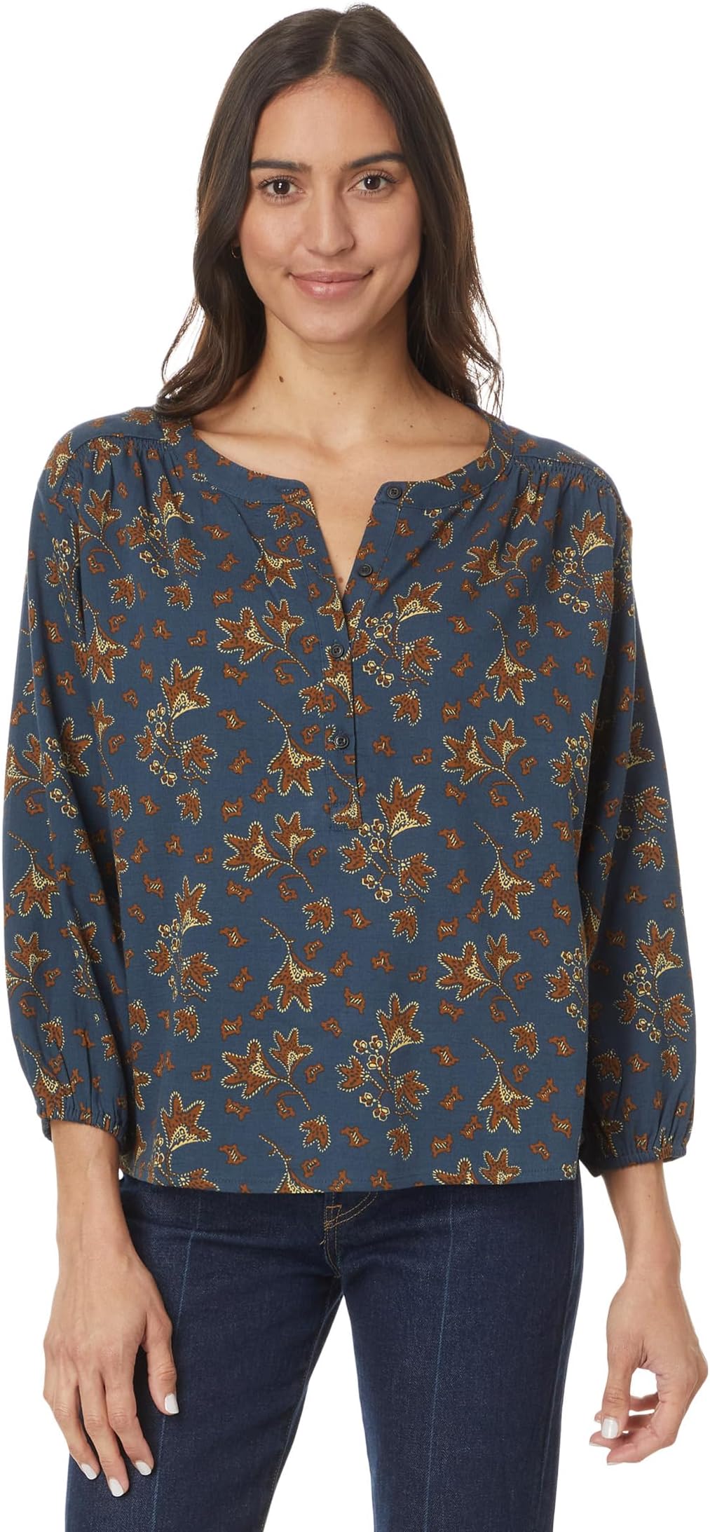 

Топ Toad&Co Manzana Long Sleeve Peasant Top, цвет Midnight Leaf Print