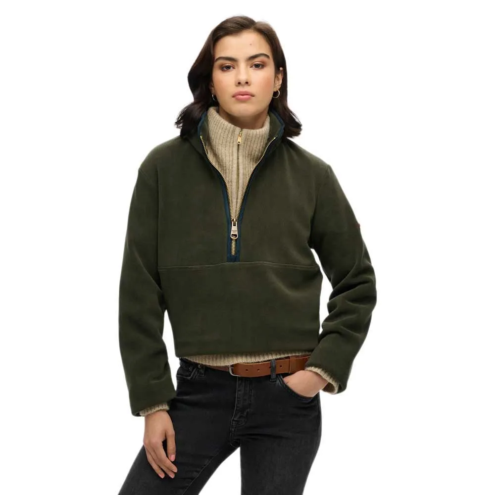 

Толстовка Superdry Estate Fleece half zip, зеленый