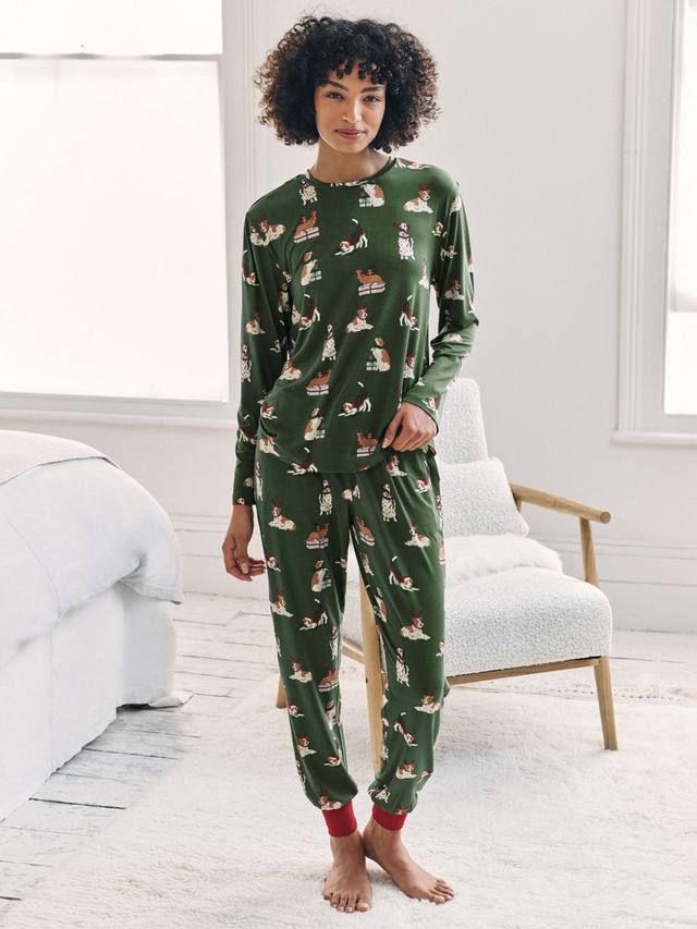 

Пижамный комплект с собачками в новогоднем стиле Chelsea Peers, Khaki