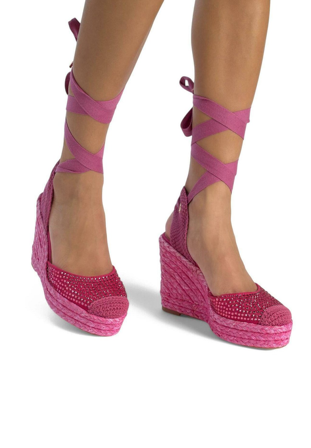 Босоножки на платформе CON PUNTERA REDONDEADA Y CIERRE CON CORDONES - High heels Alma en Pena, цвет Fucsia Jaspeado