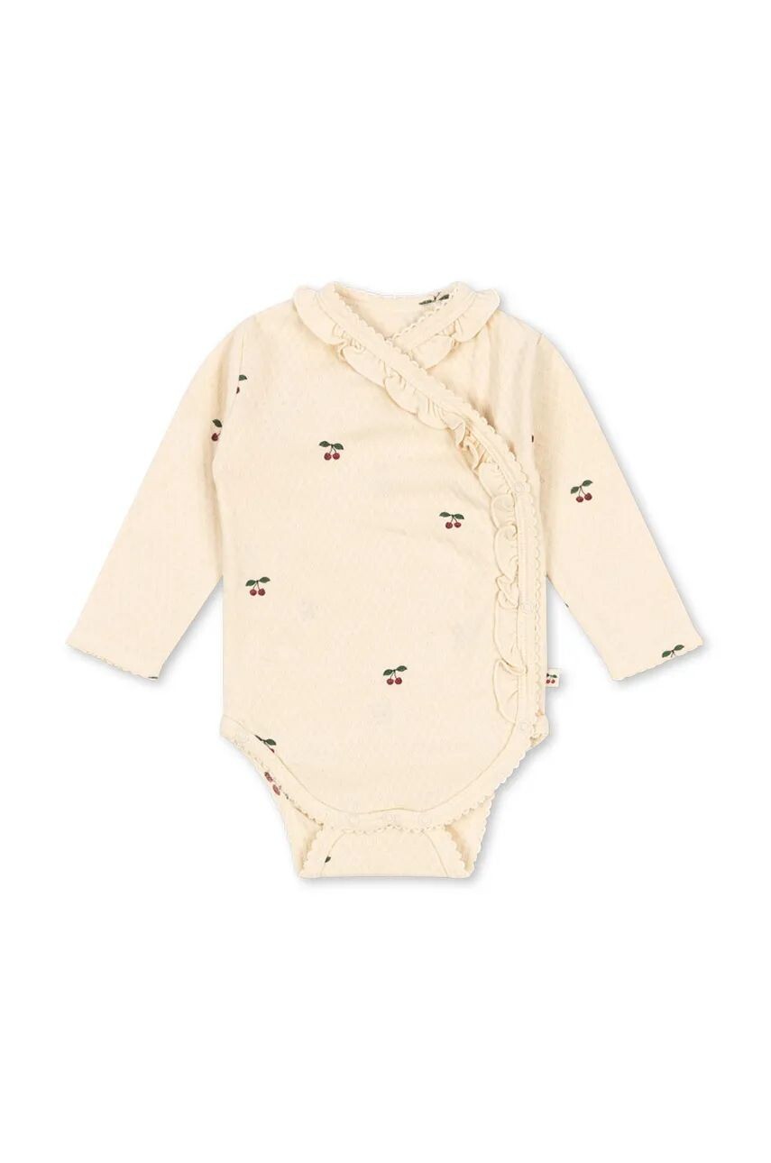 

Хлопковое боди для малышей Konges Sløjd SUI NEWBORN FRILL BODY GOTS, бежевый