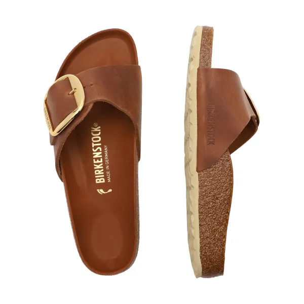 Кожаные тапочки Madrid с большой пряжкой Leoi Birkenstock, коричневый — фото 3