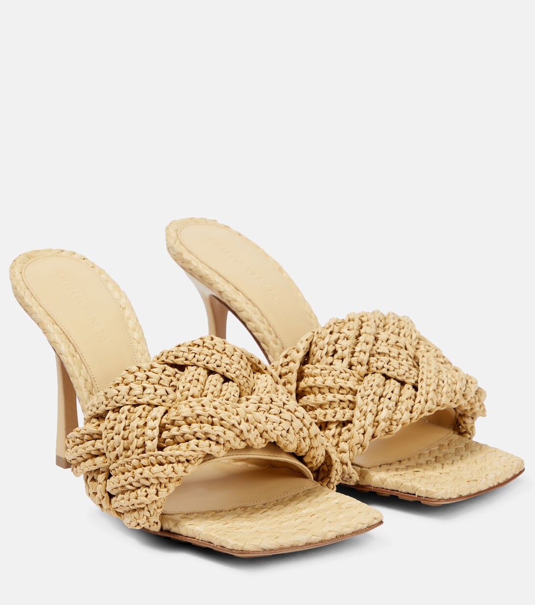 Стеганые мюли из рафии Bottega Veneta, бежевый