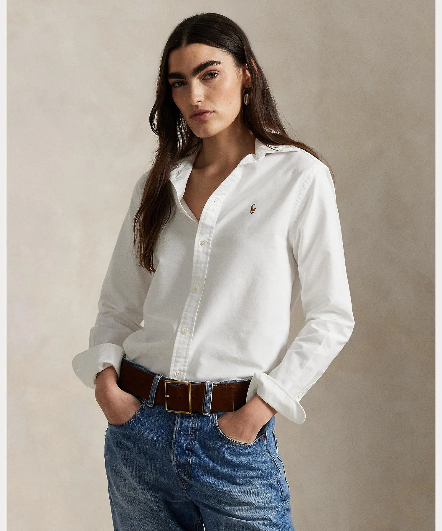 Женская рубашка из хлопка Classic Fit POLO RALPH LAUREN белая