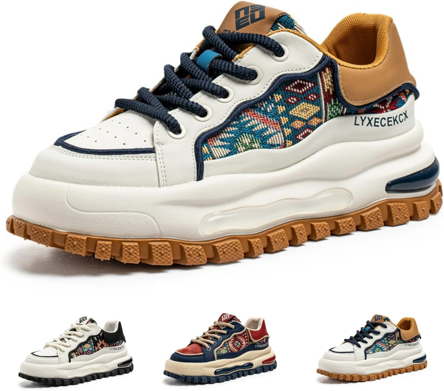 

Мужские ретро-кроссовки MACEFIL, платформа 5 см, верх из дышащей кожи, модные, повседневные, для прогулок, скейтбординга и уличного стиля, белый/хаки