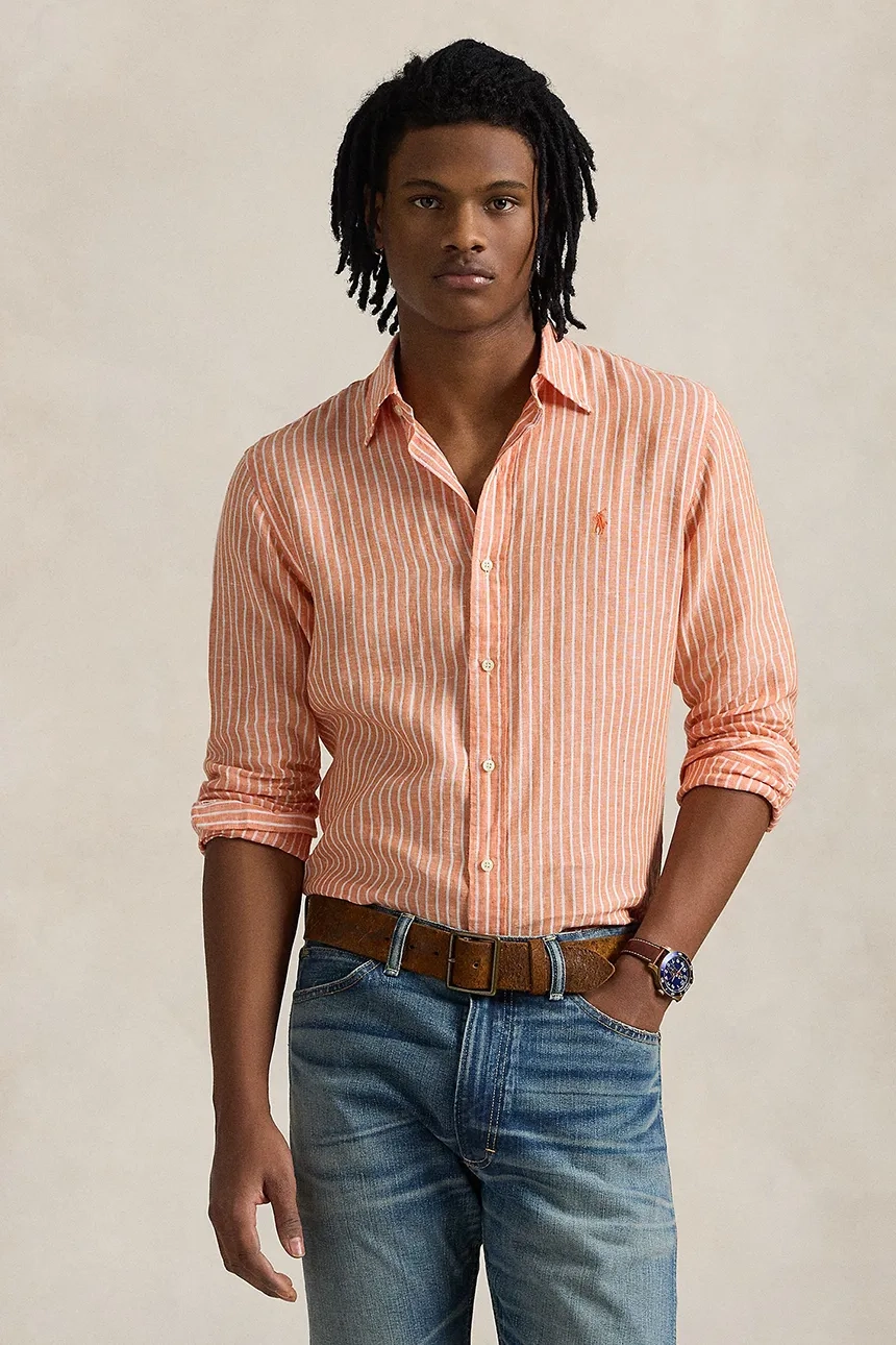 

Льняная рубашка Polo Ralph Lauren, оранжевый