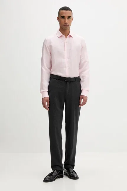 Рубашка с льняной тканью Calvin Klein, розовый — фото 2