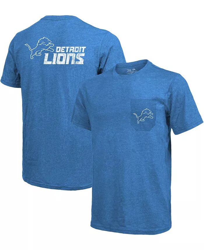 

Футболка Detroit Lions Tri-Blend Pocket - синяя Majestic