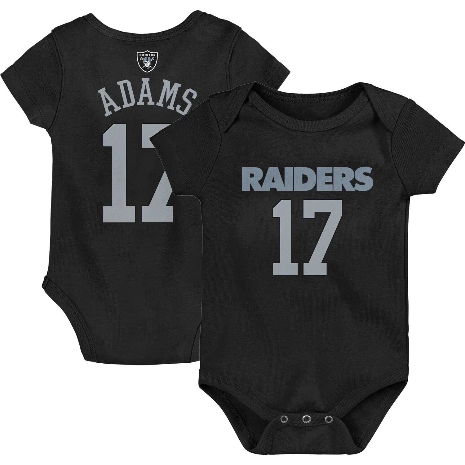 

Черный боди Davante Adams для новорожденных и младенцев Las Vegas Raiders Mainliner с именем и номером игрока Outerstuff