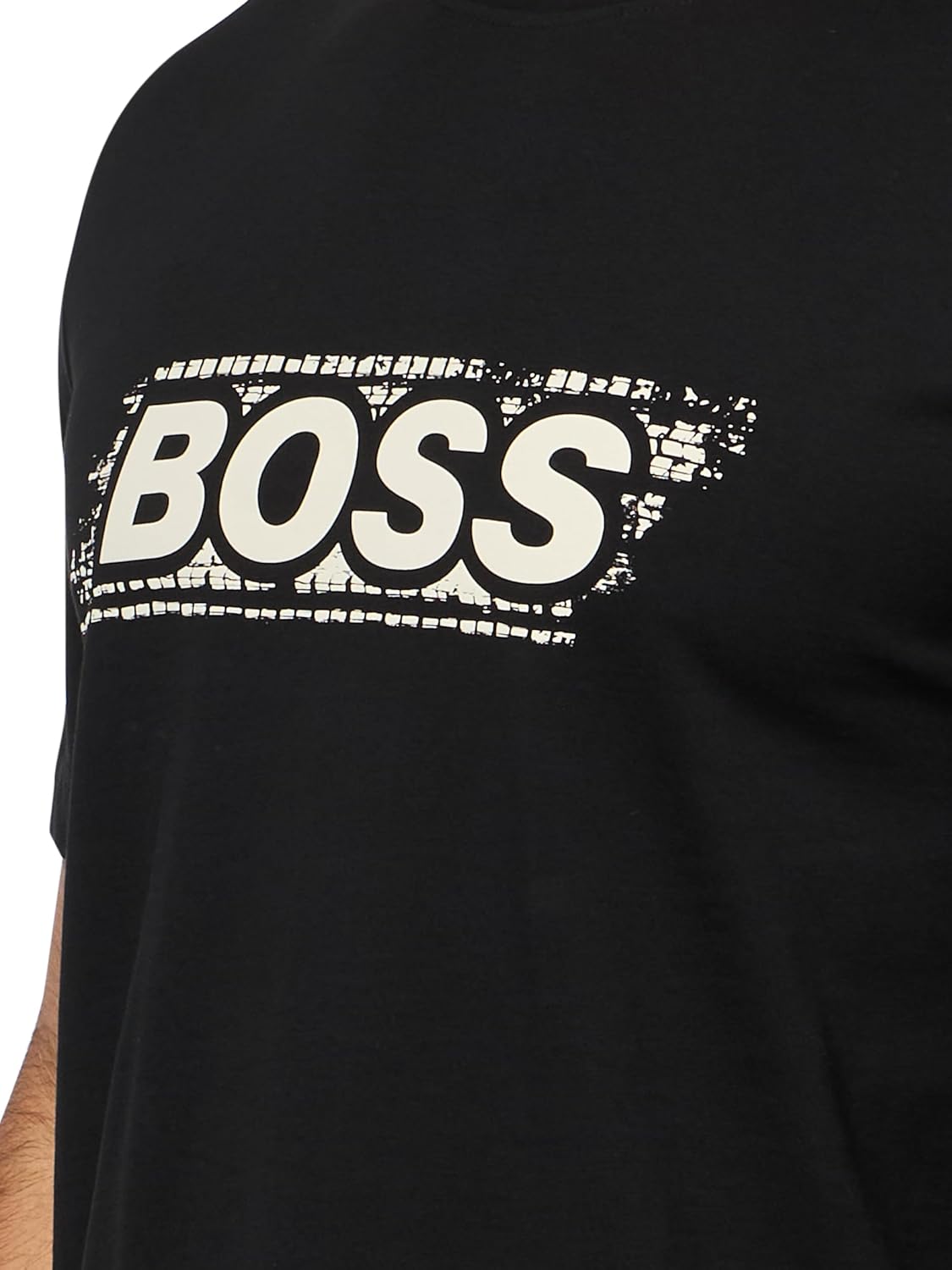 Мужская хлопковая футболка с логотипом BOSS Speedy, Black Gloss — фото 3