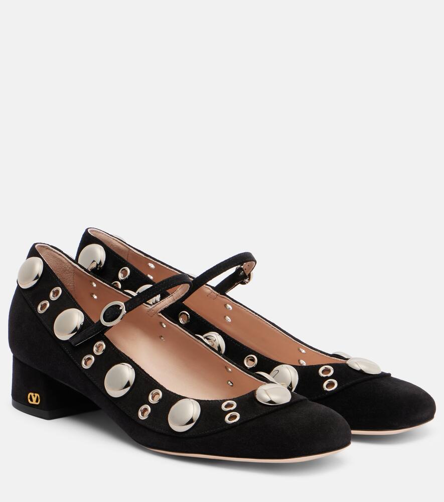 Туфли Nellcôte Mary Jane с заклёпками из замши Valentino Garavani, Nero