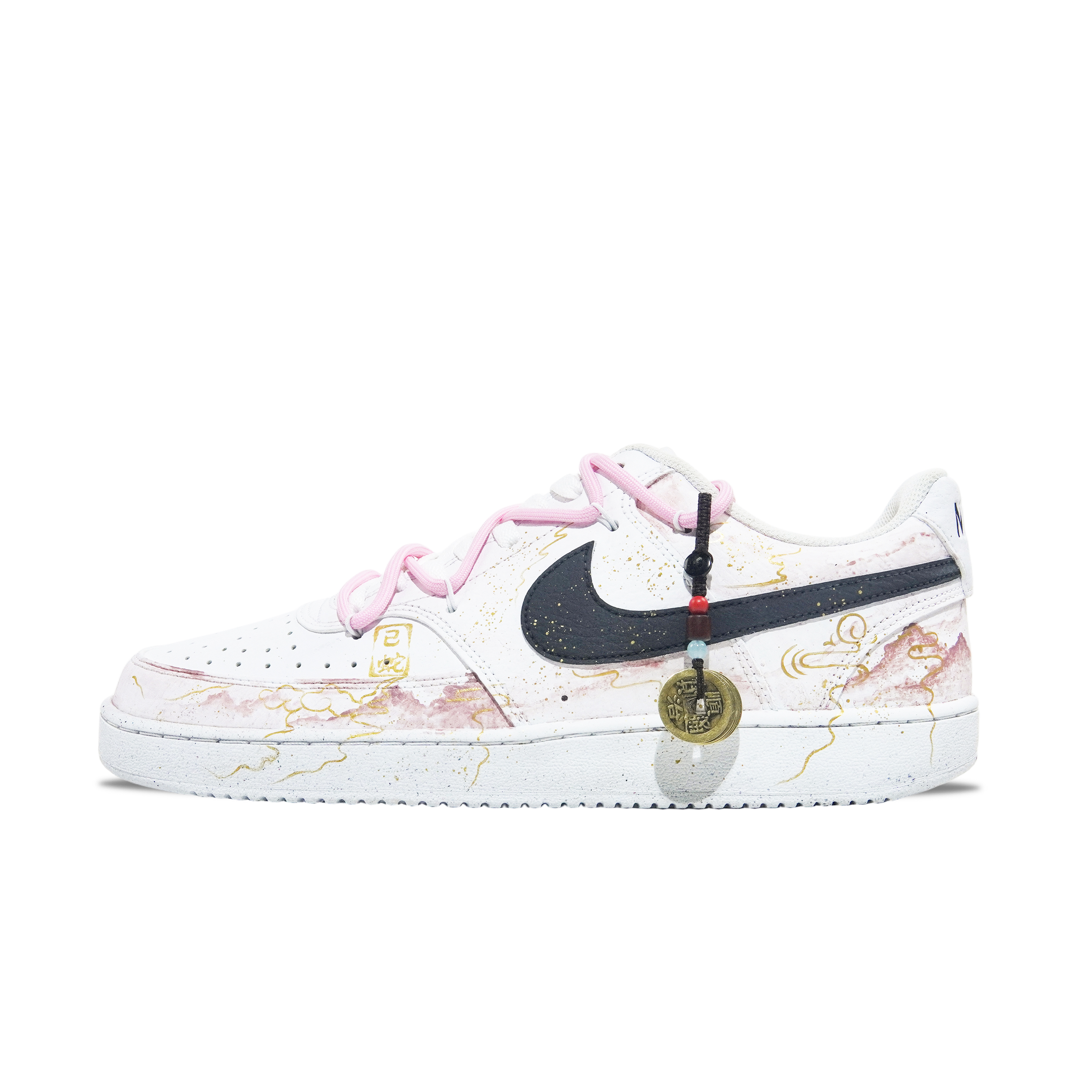

Nike Кроссовки для скейтборда Court Vision 1 с противоскользящим износостойким верхом, мужские, розовые, белые, черные