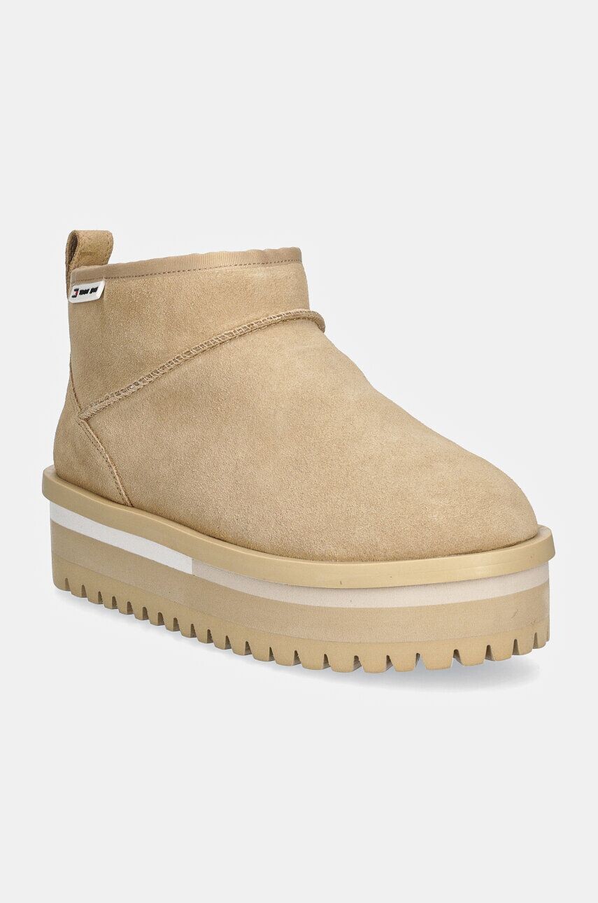 

Замшевые зимние ботинки Tommy Jeans TJW SUEDE FLATFORM BOOT WL, бежевый