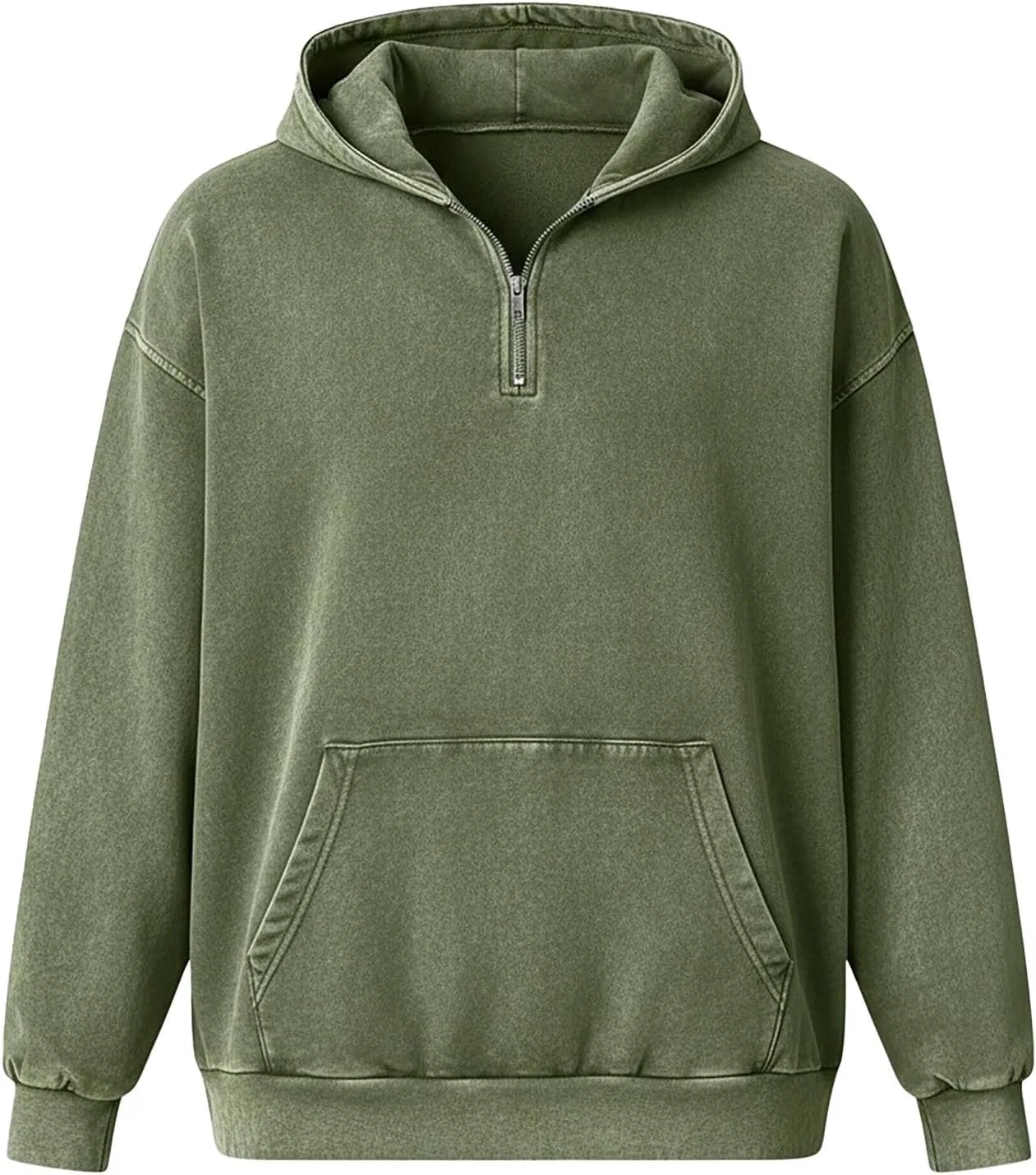 Худи мужское с капюшоном, на молнии, бренд Generic, цвет Blackish Green — фото 3