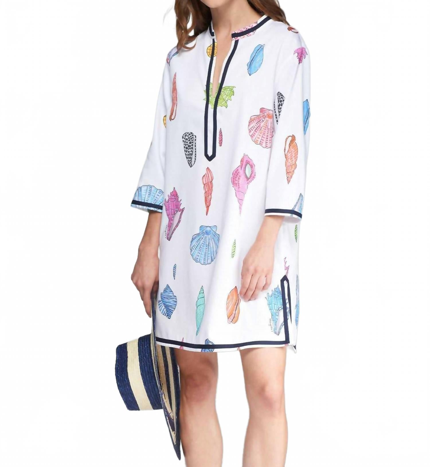 

Платье-кафтан в морском стиле белого/многоцветного цвета Vilagallo, белый/мультиколор