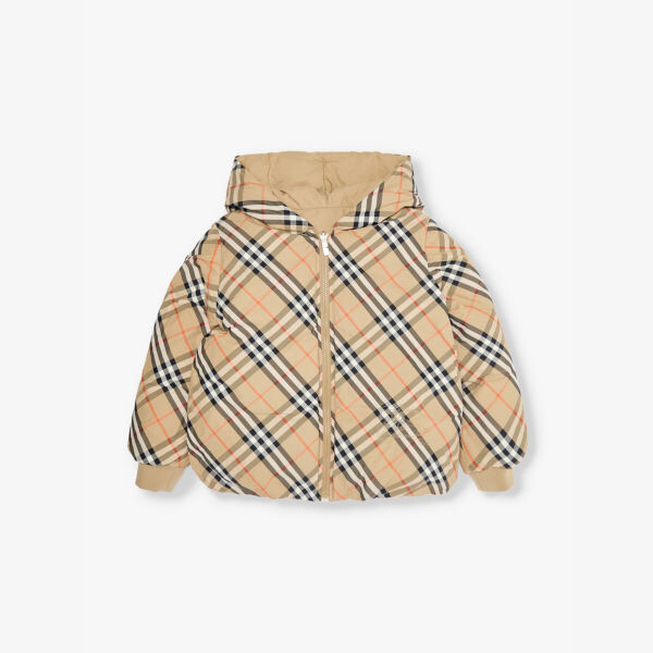 

Куртка-Пуховик Axel с принтом в клетку 3-14 лет Burberry, желтый