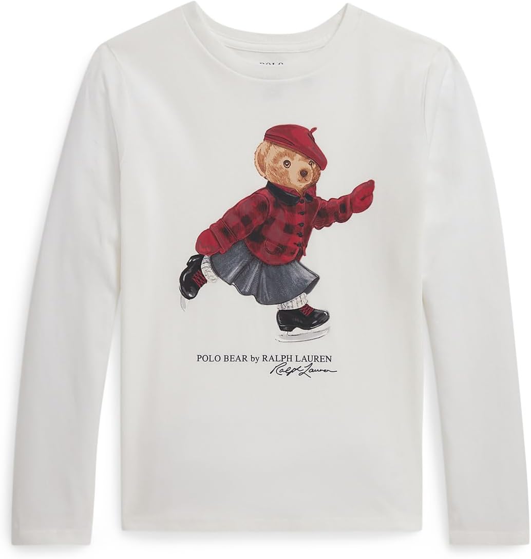 

Футболка Polo Bear из хлопка с длинным рукавом Polo Ralph Lauren Kids, Trophy Cream