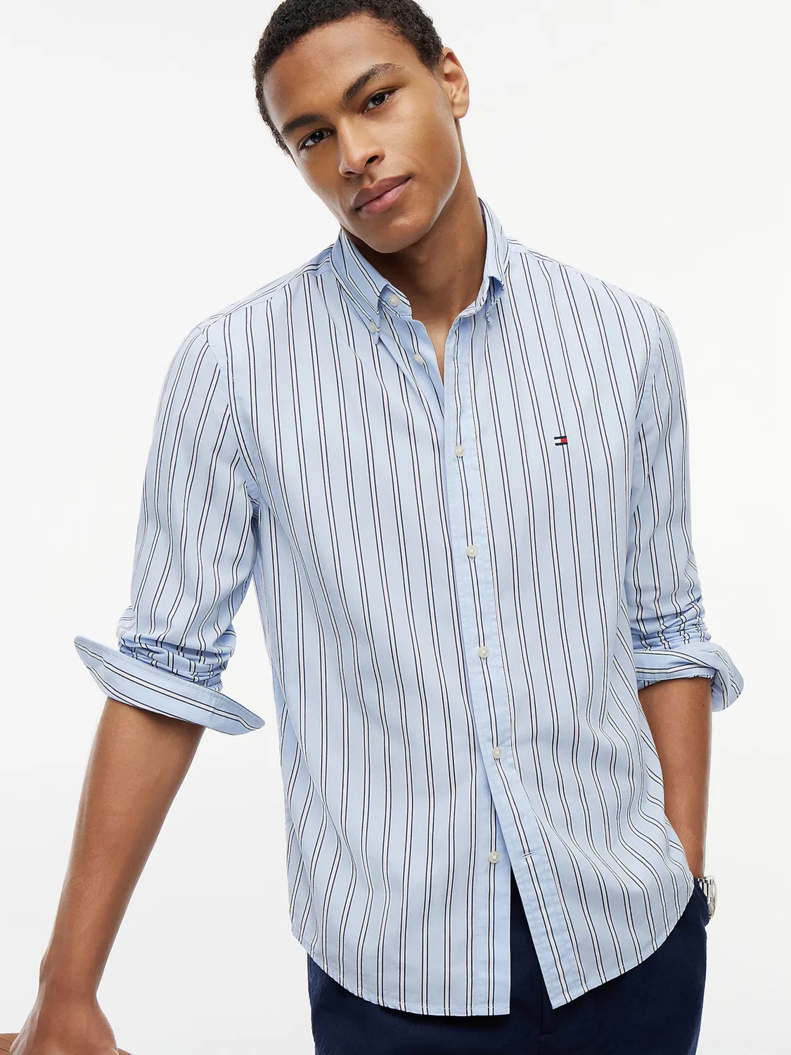 Рубашка на пуговицах стандартного кроя 'Flex' Tommy Hilfiger, Navy/Light Blue — фото 4