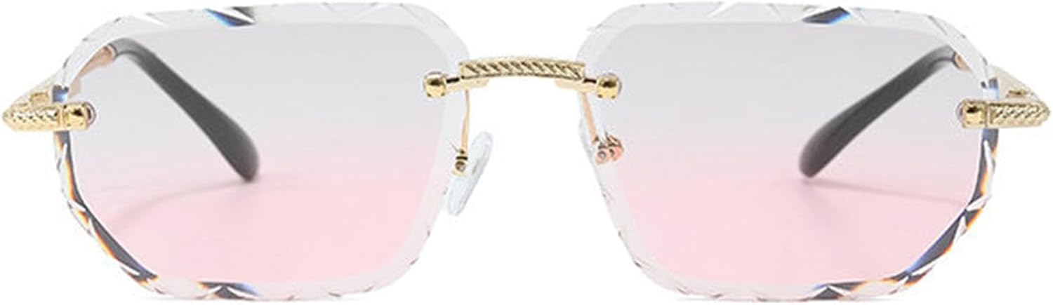 

Солнцезащитные очки Willochra без оправы с алмазной огранкой, винтажные квадратные солнцезащитные очки с градиентным переходом цвета, мужские и женские, металлические, модные, в стиле панк, трендовые очки, C5