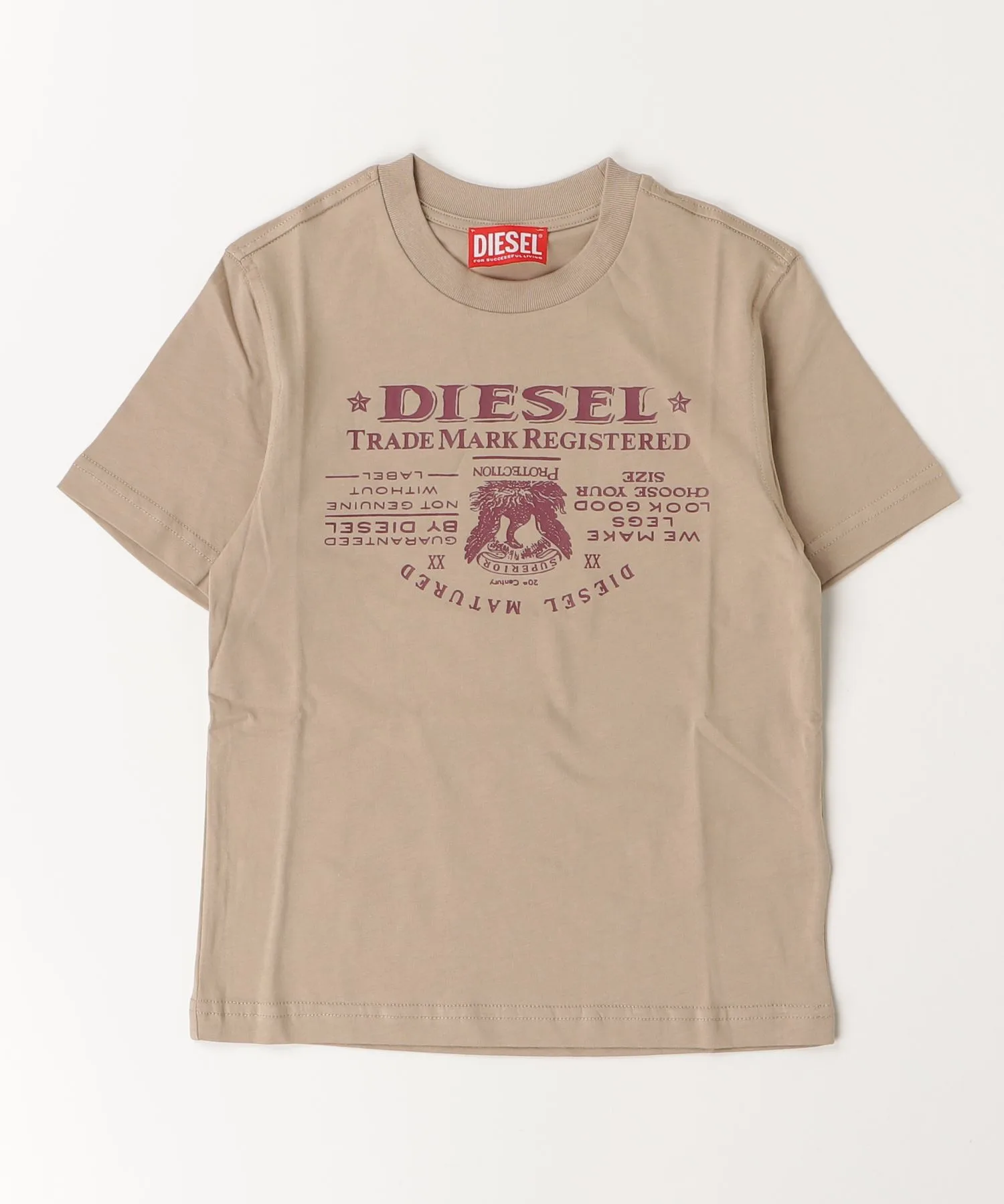 Унисекс футболка с логотипом DIESEL KIDS светло-бежевая