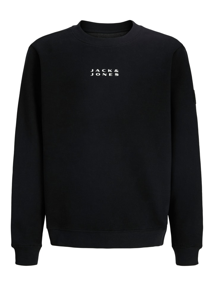 Толстовка JCOPOINT SWEAT BADGE CREW NECK BF JNR черного цвета JACK & JONES Junior — фото 2