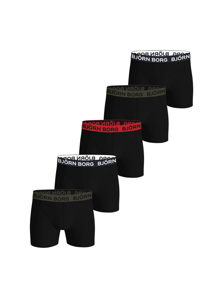 

Björn Borg Боксерские шорты, комплект из 5 штук, черно-красно-зеленые
