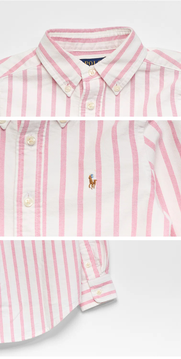 Детская хлопковая оксфордская рубашка в полоску от Polo Ralph Lauren Children — фото 4