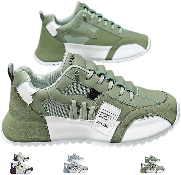 

Мужские спортивные кроссовки на шнуровке, модные повседневные туфли на платформе, ретро-туфли для ходьбы с нескользящей подошвой. Подходят для всех сезонов, удобные и универсальные Huayorong, зеленый