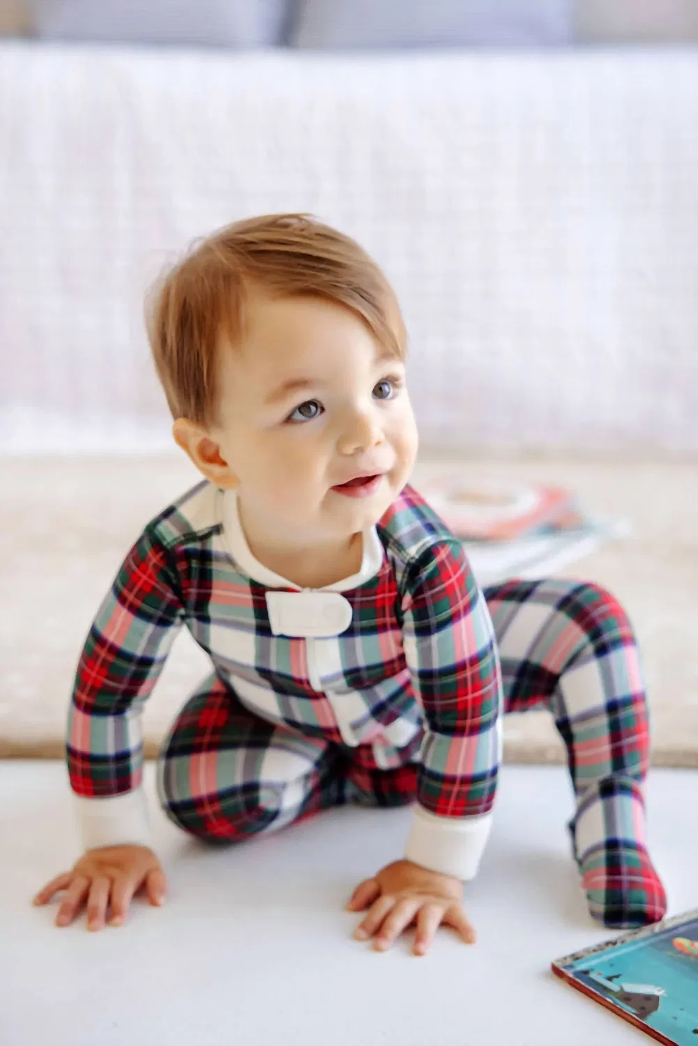 The Beaufort Bonnet Company Kid's Knox's Night Night In Aiken Place Plaid With Palmetto Pearl — фото 3