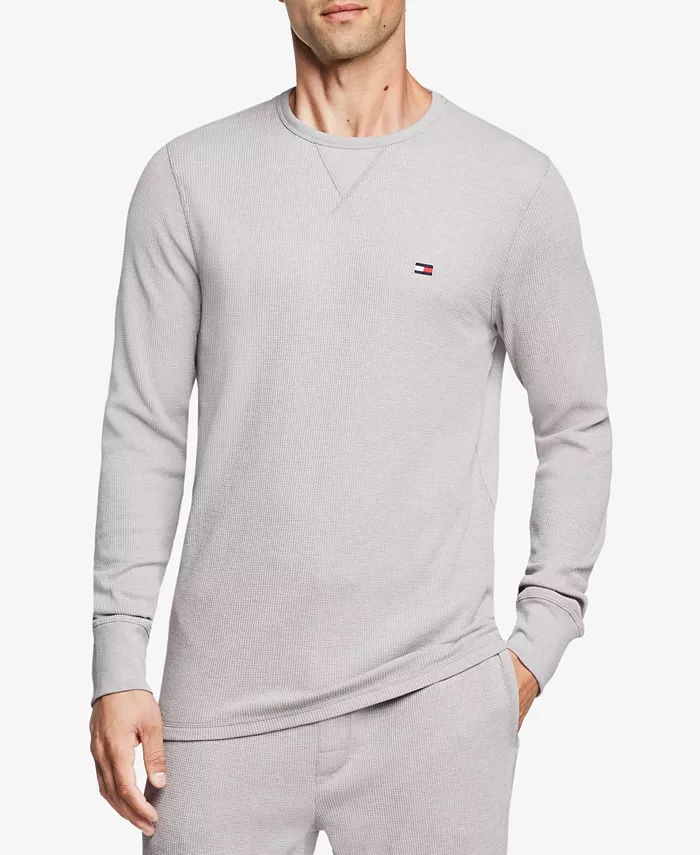 

Мужская термофутболка с длинным рукавом и вафельной вязкой Crewneck Tommy Hilfiger, серый