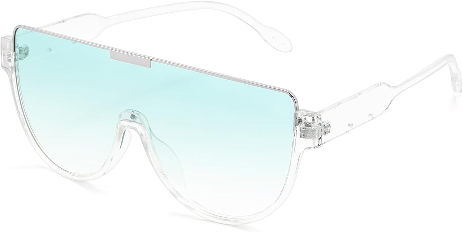 

Ретро-солнцезащитные очки-авиаторы большого размера для женщин и мужчин, винтажные солнцезащитные очки 70-х годов в полуободковой оправе FLJMRAVER, A3* Clear Frame Gradient Blue Lens