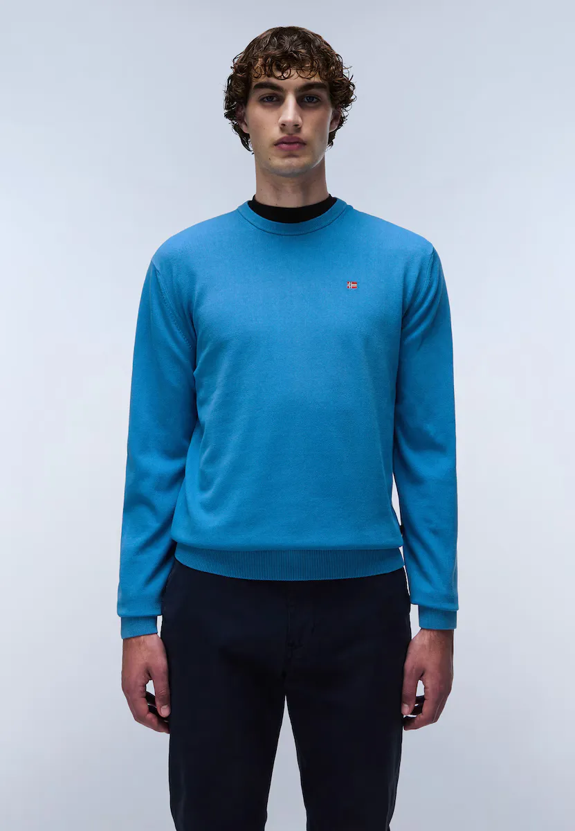 

Мужской свитер Droz цвета индиго синего цвета с круглым вырезом Napapijri