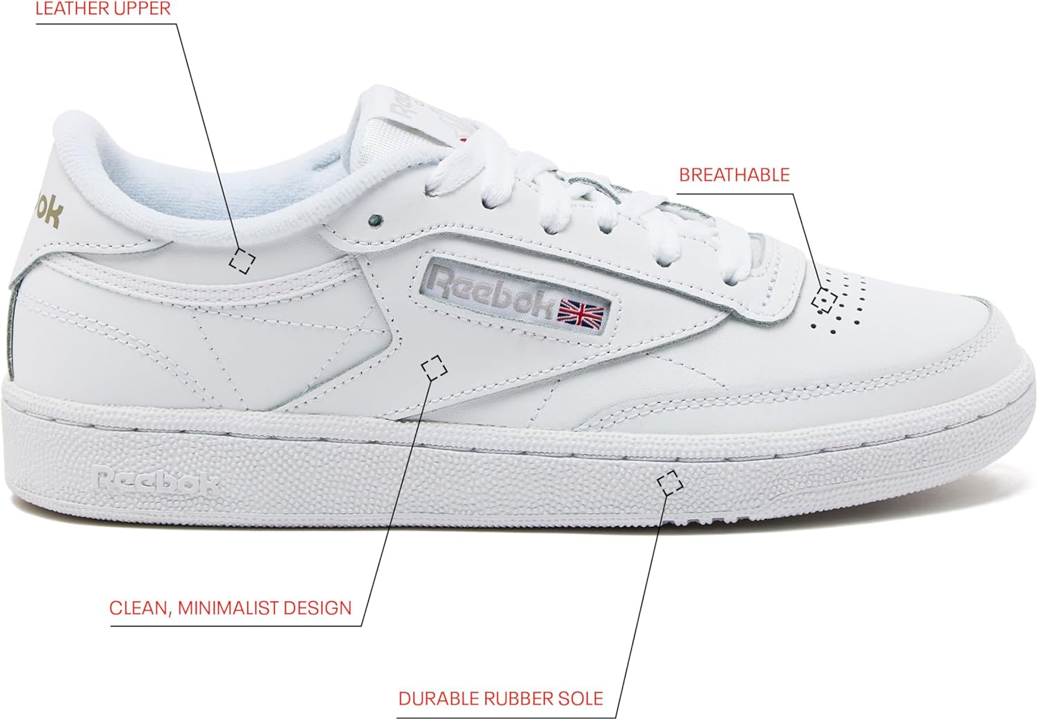 Мужские кроссовки Reebok Club C 85, повседневная спортивная обувь белого цвета для мужчин — фото 3