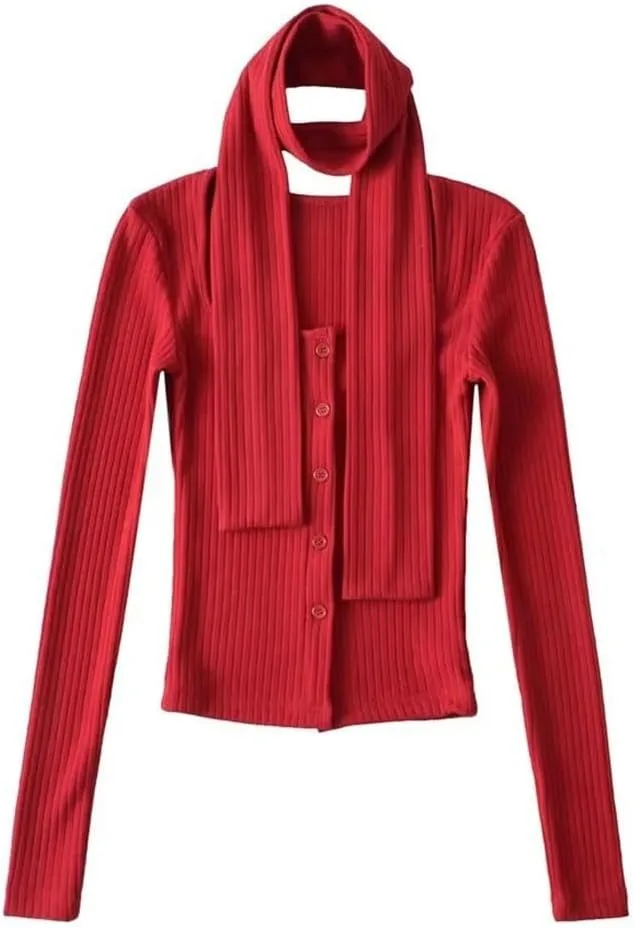 

Кардиган с квадратным вырезом и шарфом DFWZMQTG