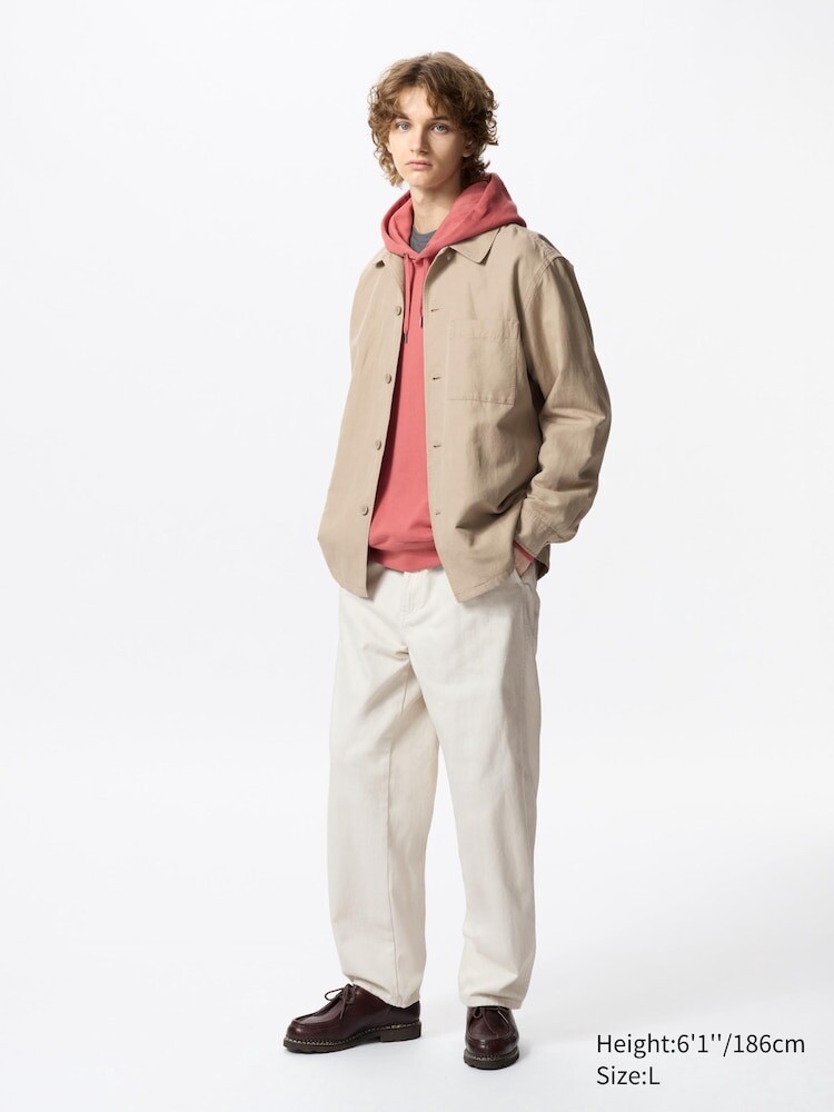 

Широкие зауженные джинсы длинные Uniqlo, цвет 30 бежевый