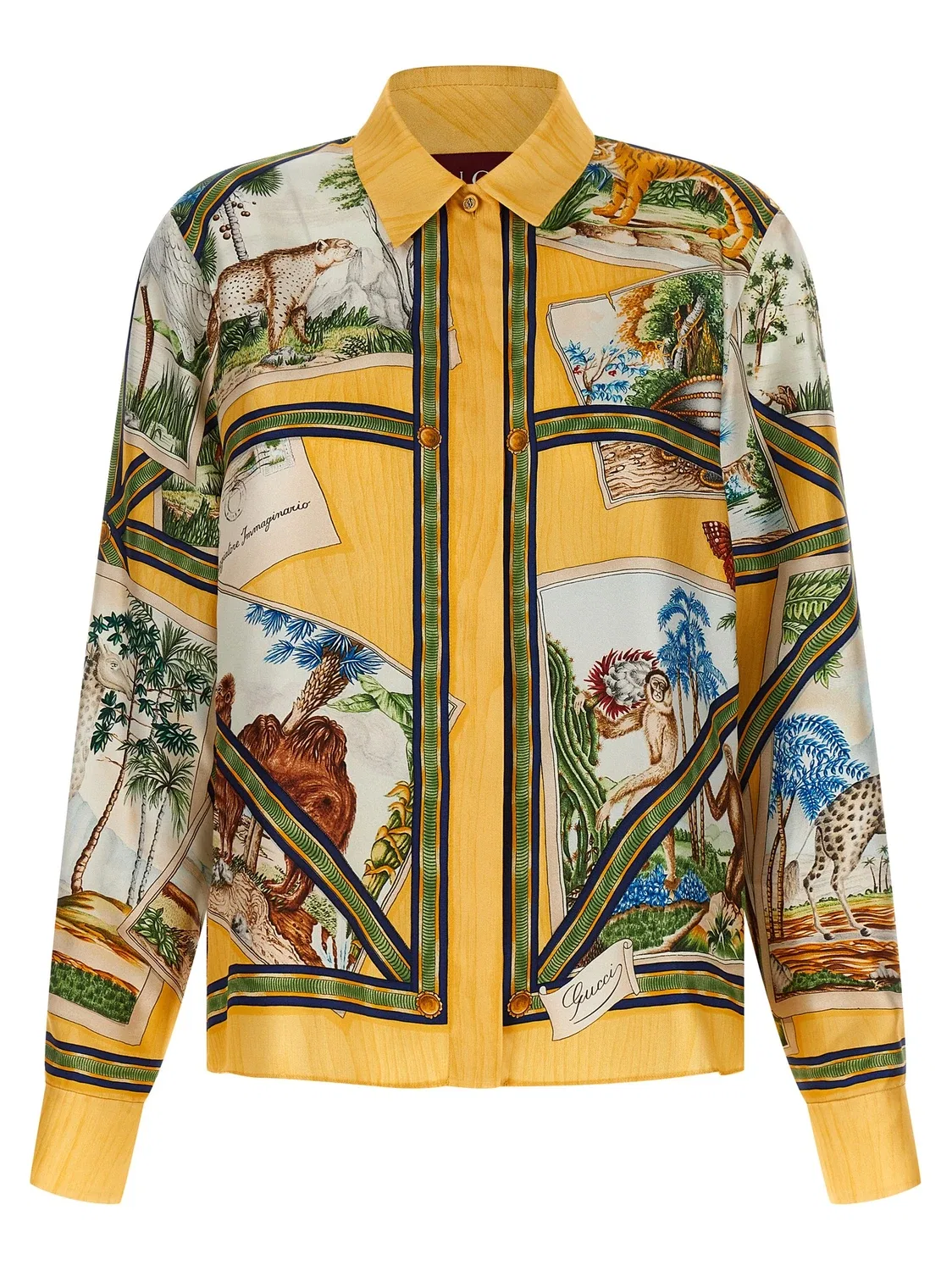 Рубашка GUCCI Шелковая, премиальный крой, мультиколор
