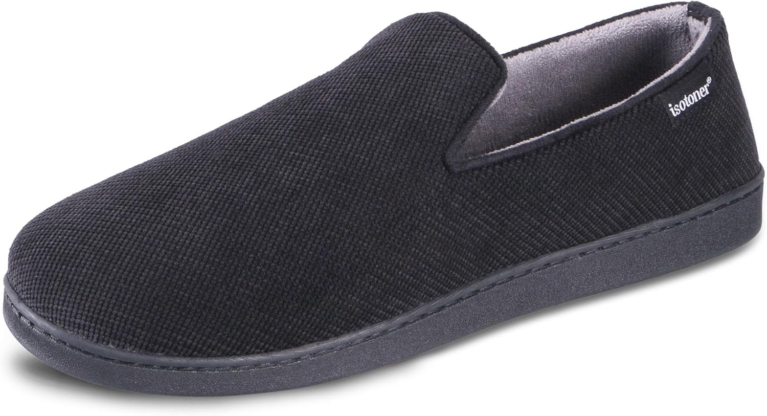 

Мужские домашние/дышащие тапочки Isotoner с ромбовидным вельветом и комфортной стелькой с эффектом памяти, черный