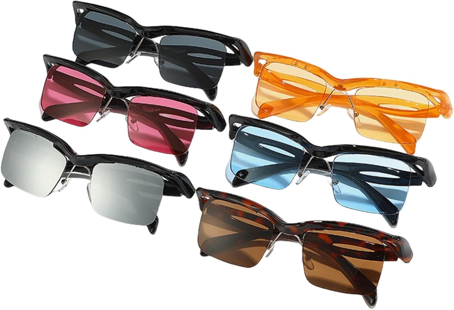 

Модные уникальные солнцезащитные очки без оправы для женщин в стиле ретро с прозрачными линзами цвета океана, защита от УФ-излучения UV400, для мужчин в стиле панк VVTWSSW, Black-blue