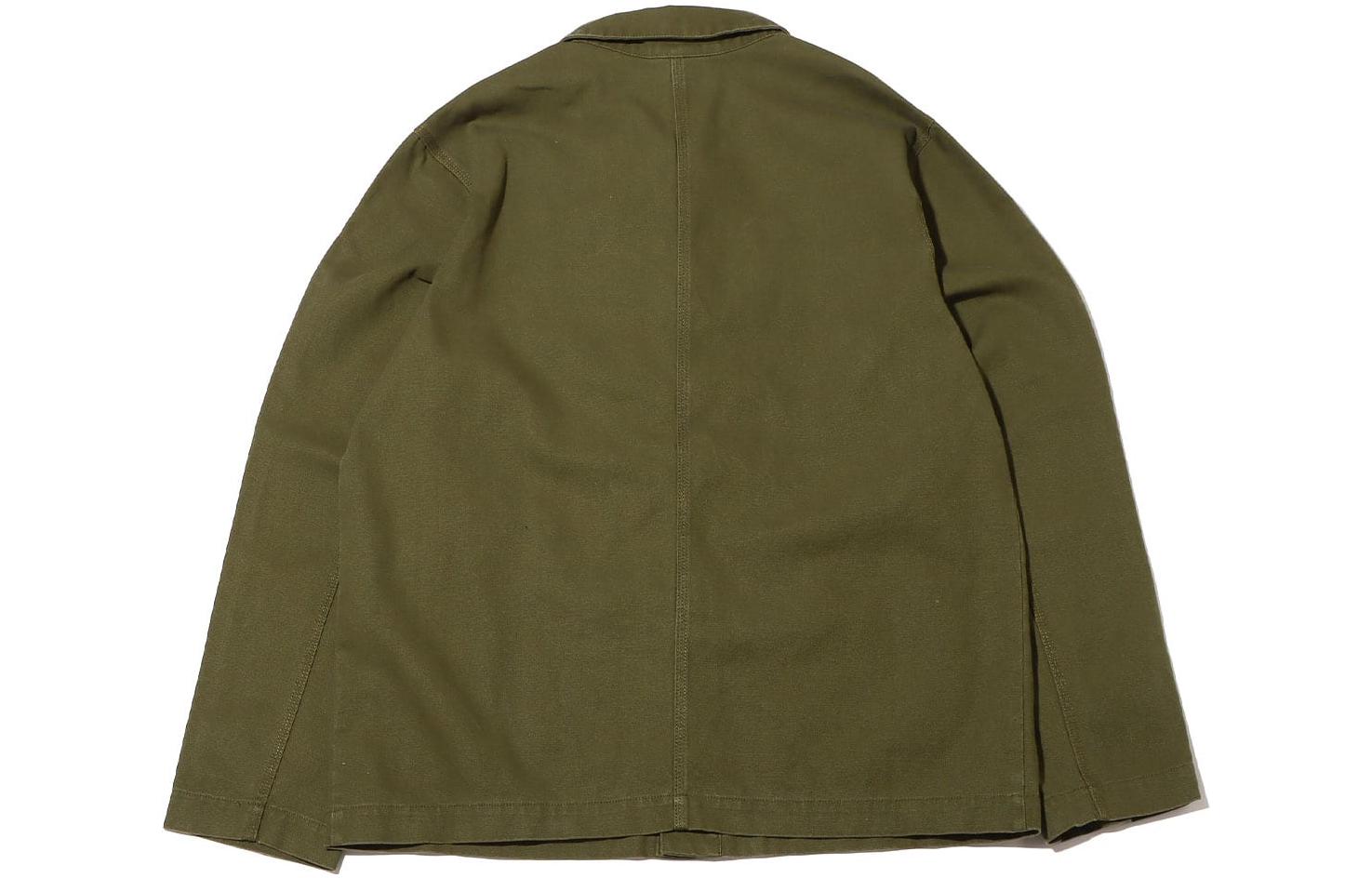 Куртка Men's Nike Solid Color Logo Lapel Casual Long Sleeves Military Green Jacket DQ5185-326 — фото 2