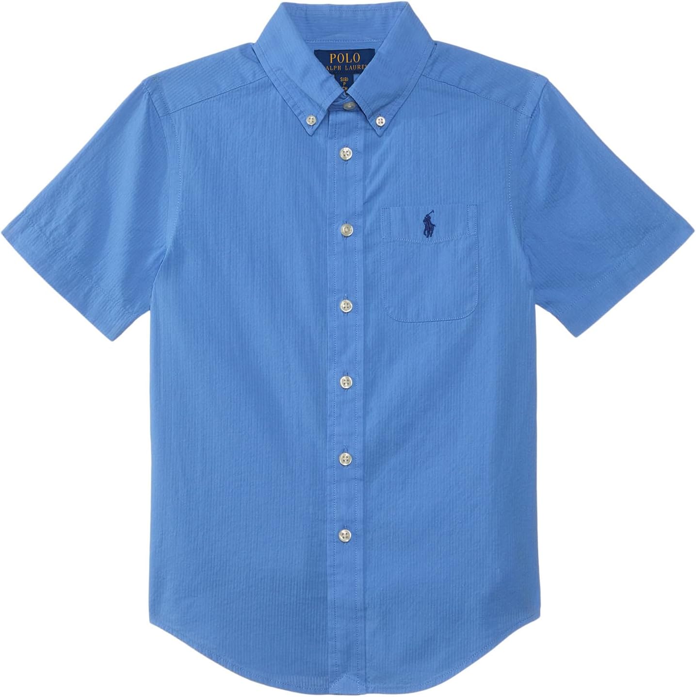 

Рубашка Polo Ralph Lauren Kids Cotton Seersucker Short-Sleeve Shirt, цвет Harbor Island Blue